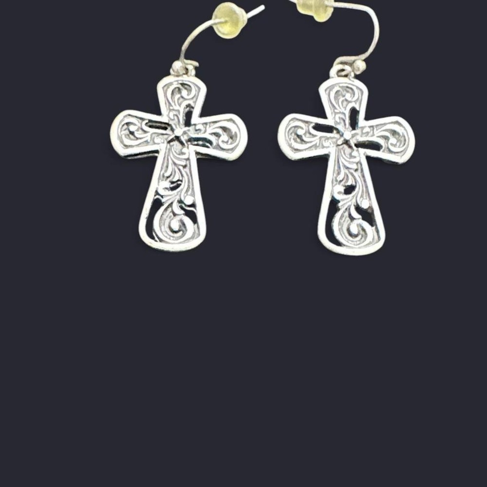 Sterling silver cross earrings
